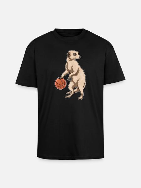 Meerkat Basketball Player Basketball - Unisex Oversized Heavyweight T-shirt - black