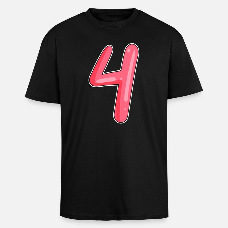 4 - Vier Zahl Nummer - Oversized Heavyweight Unisex T-Shirt - Schwarz
