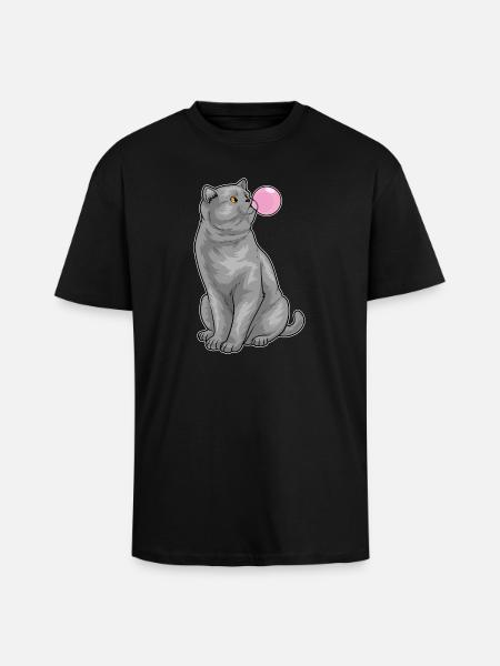 British Shorthair Chewing Gum - Unisex Oversized Heavyweight T-shirt - black
