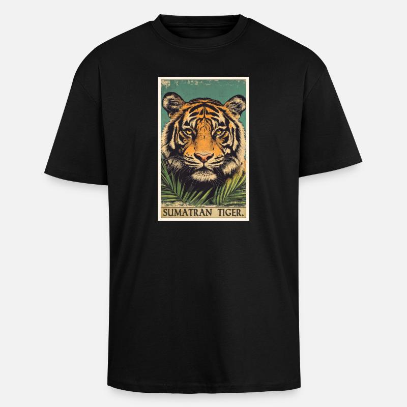 Sumatra-Tiger - Oversized Heavyweight Unisex T-Shirt - Schwarz