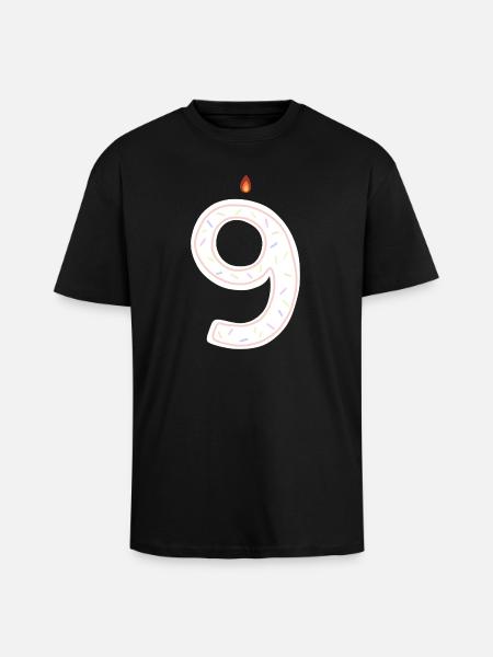 Festive Birthday Number Nine Illustration - Unisex Oversized Heavyweight T-shirt - black