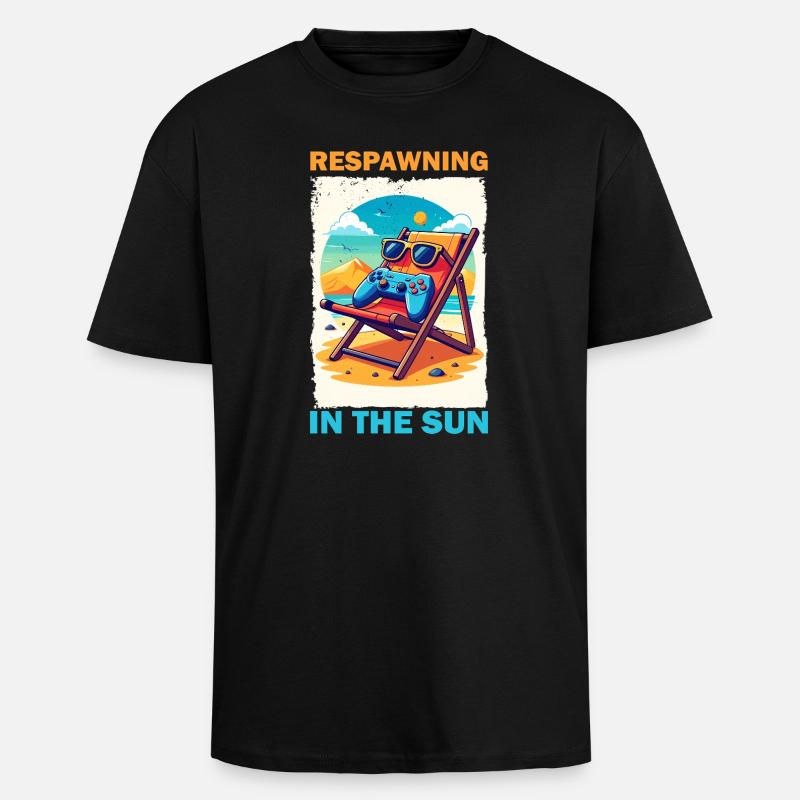 Vacances de jeu à la plage - T-shirt unisexe oversize épais - noir