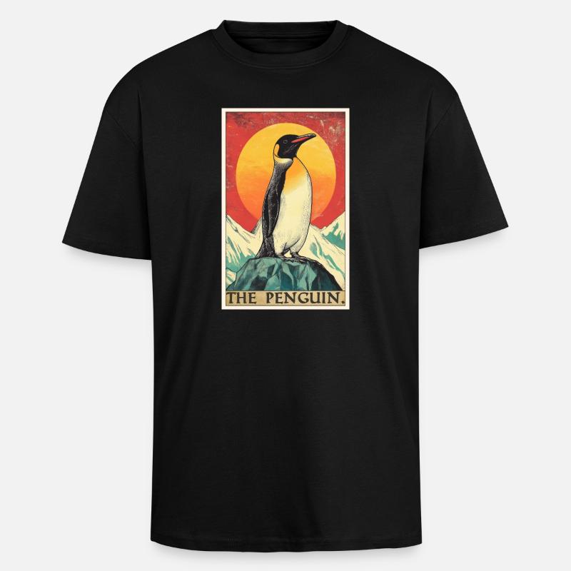 Pinguine Pinguin - Oversized Heavyweight Unisex T-Shirt - Schwarz