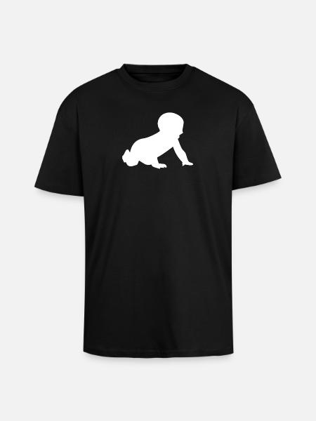 Crawling baby silhouette - Unisex Oversized Heavyweight T-shirt - black
