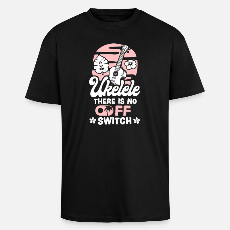 Ukulélé hawaïen Ukulélé Ukulélé là-bas - T-shirt unisexe oversize épais - noir