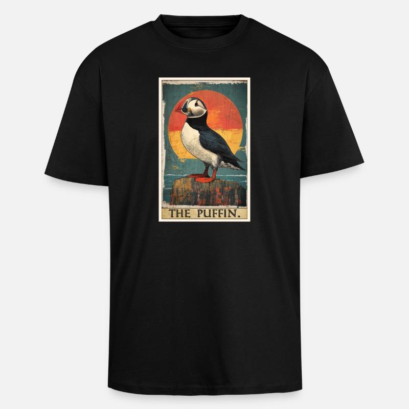 Macareux Papageientaucher - T-shirt unisexe oversize épais - noir