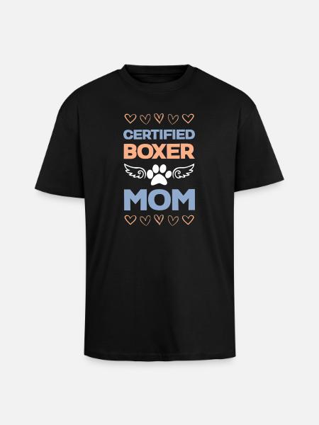 Certified Boxer Mom - Unisex Oversized Heavyweight T-shirt - black