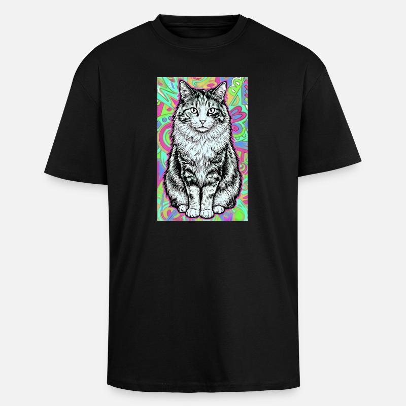 Katze - Oversized Heavyweight Unisex T-Shirt - Schwarz