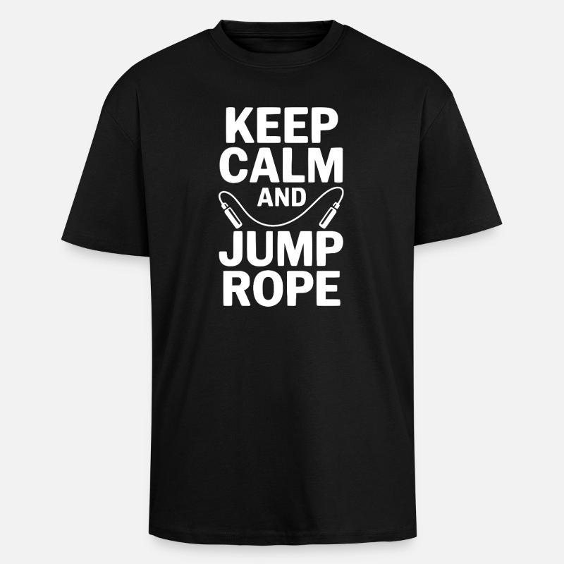 Keep Calm and Jump Rope - Unisex Oversized Heavyweight T-shirt - black
