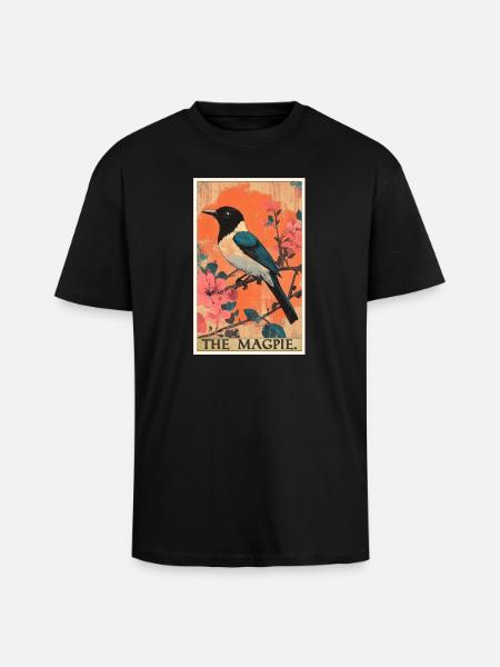 Elstern Elster - Oversized Heavyweight Unisex T-Shirt - Schwarz