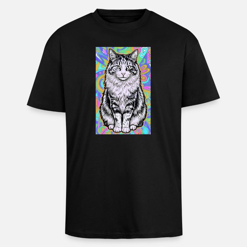 chat - T-shirt unisexe oversize épais - noir