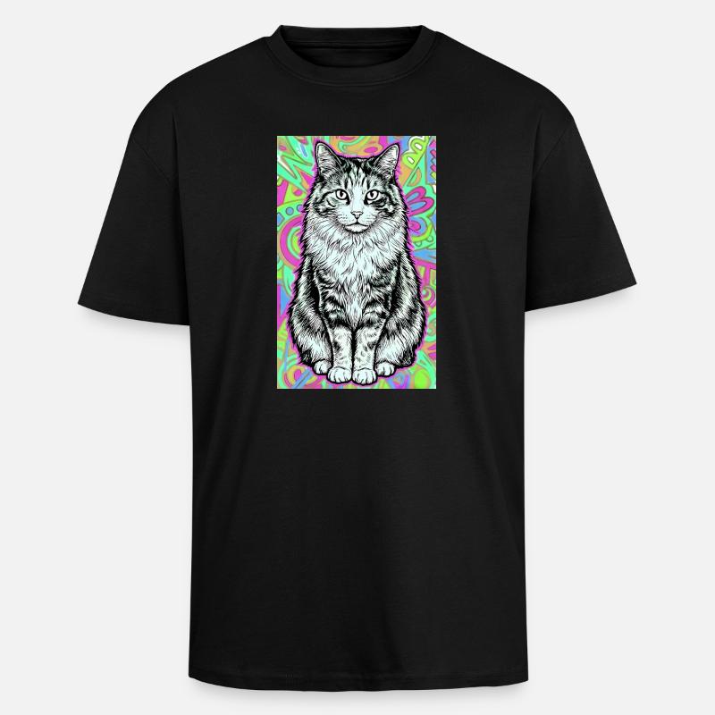 cat - Unisex Oversized Heavyweight T-shirt - black