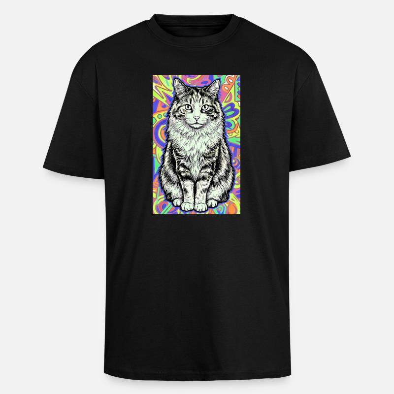 Katze - Oversized Heavyweight Unisex T-Shirt - Schwarz