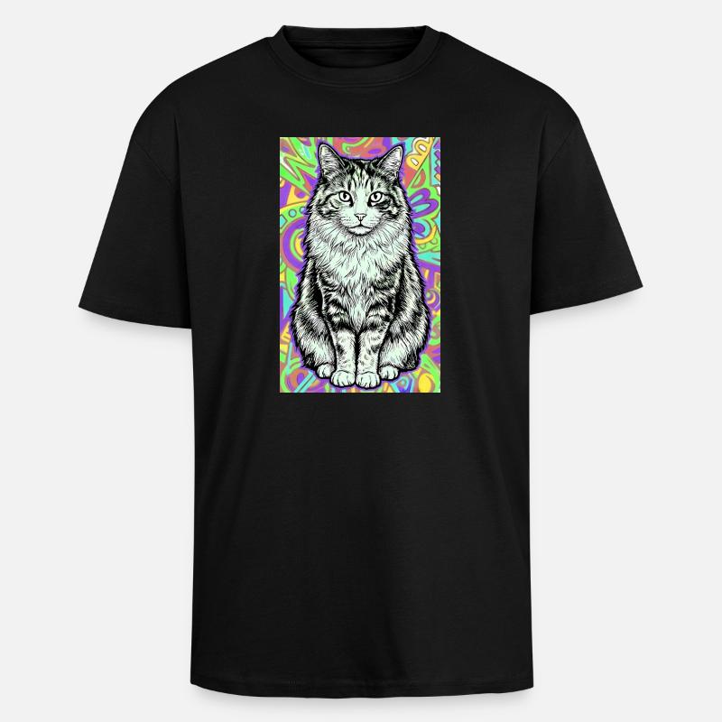 chat - T-shirt unisexe oversize épais - noir
