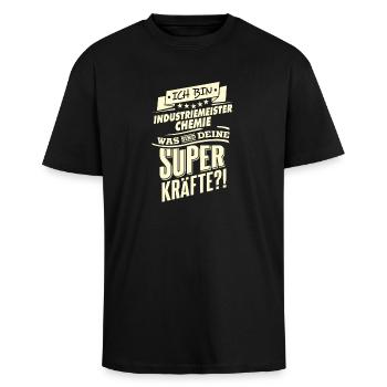 Superkräfte Industriemeister-Chemie Rahmenlos Ge - Oversized Heavyweight Unisex T-Shirt - Schwarz - Vorne - Alina (178cm) & Michal (187cm)