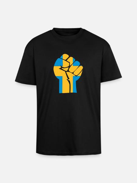 fist_sverige_2clr - Oversized Heavyweight Unisex T-Shirt - Schwarz