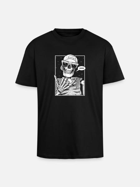 Lekker Skeleton White - Unisex Oversized Heavyweight T-shirt - black
