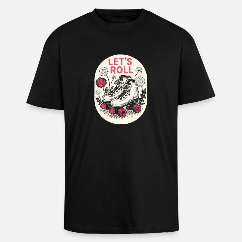 Let's Roll Retro Rollschuhe - Oversized Heavyweight Unisex T-Shirt - Schwarz