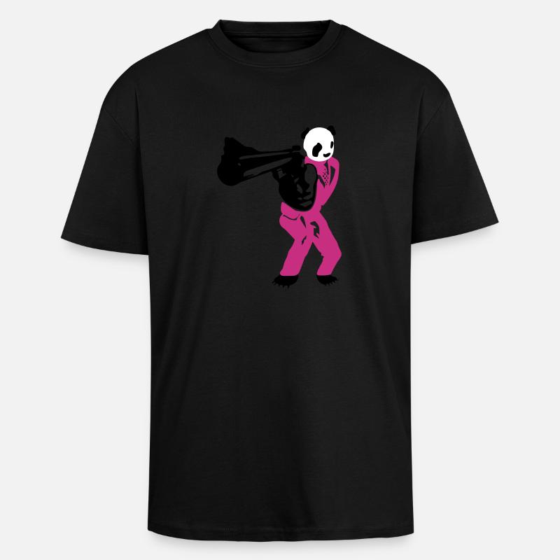 shooting panda - Oversized Heavyweight Unisex T-Shirt - Schwarz