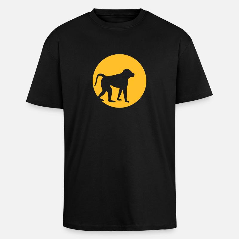 Monkey Moon Effect - Oversized Heavyweight Unisex T-Shirt - Schwarz