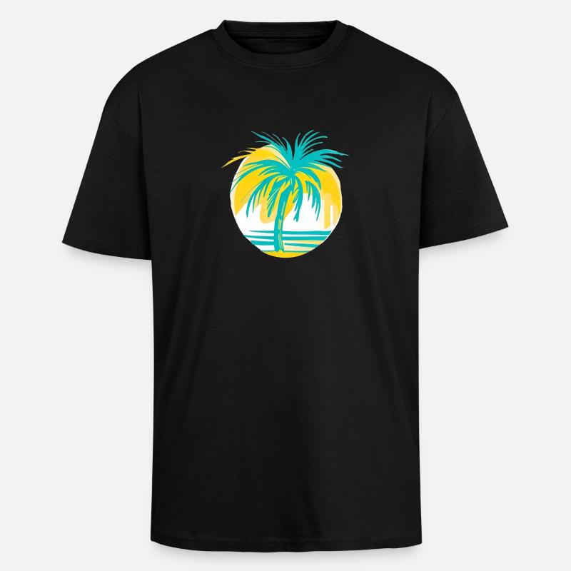 Pomme Coucher de soleil - T-shirt unisexe oversize épais - noir