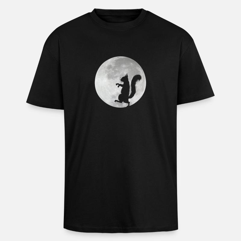 Eichhörnchen im Mond - Oversized Heavyweight Unisex T-Shirt - Schwarz
