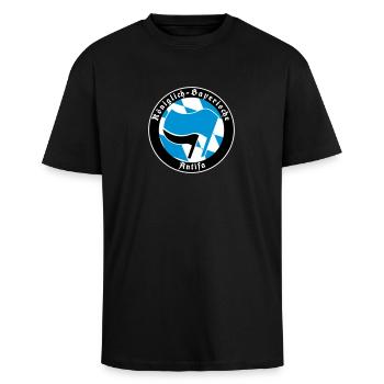 Königlich Bayerische Antifa - Oversized Heavyweight Unisex T-Shirt - Schwarz - Vorne - Alina (178cm) & Michal (187cm)