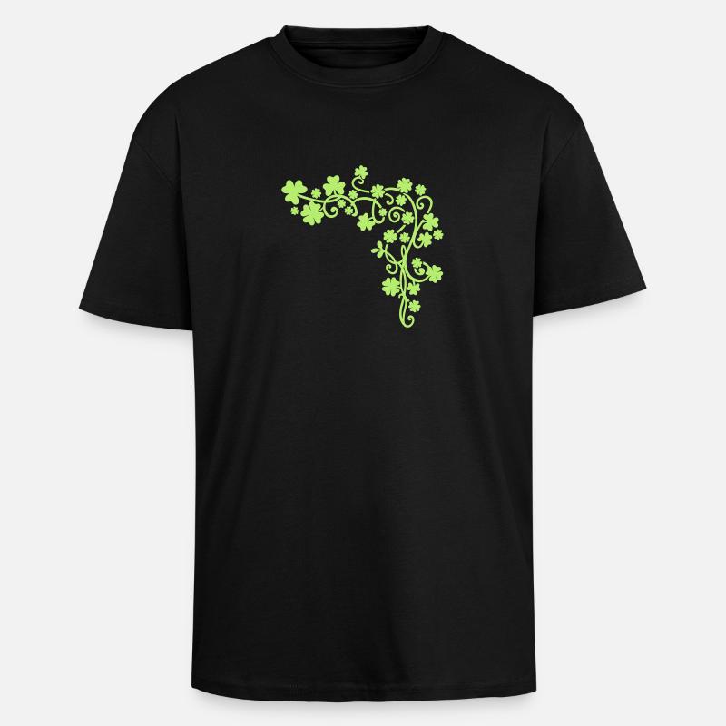 Kleeblatt - Oversized Heavyweight Unisex T-Shirt - Schwarz