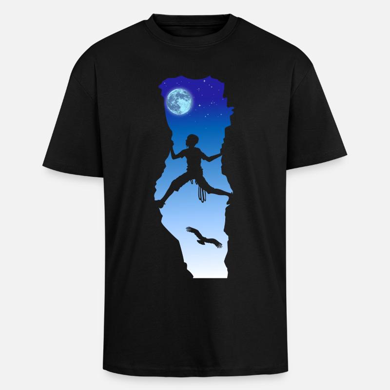 Nachtklettern - Oversized Heavyweight Unisex T-Shirt - Schwarz