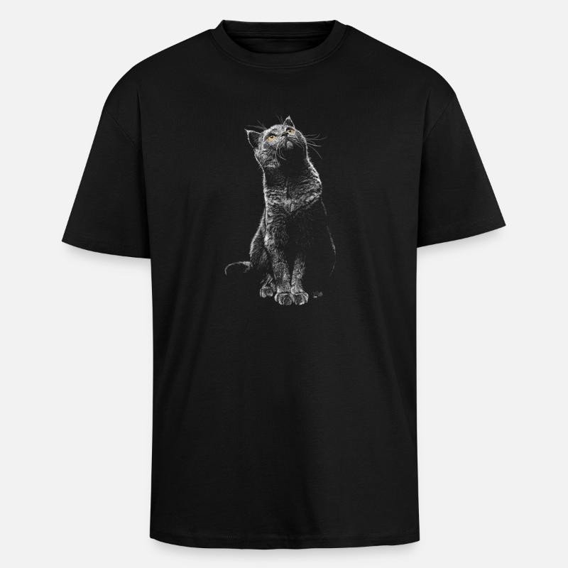 Chat - T-shirt unisexe oversize épais - noir