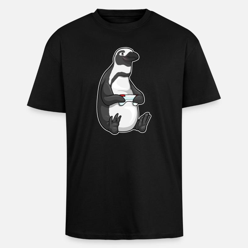 Pinguin Gamer Controller - Oversized Heavyweight Unisex T-Shirt - Schwarz