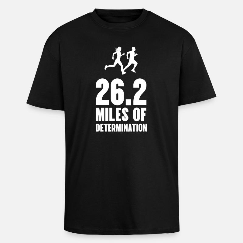Marathon - 26,2 miles de détermination - T-shirt unisexe oversize épais - noir