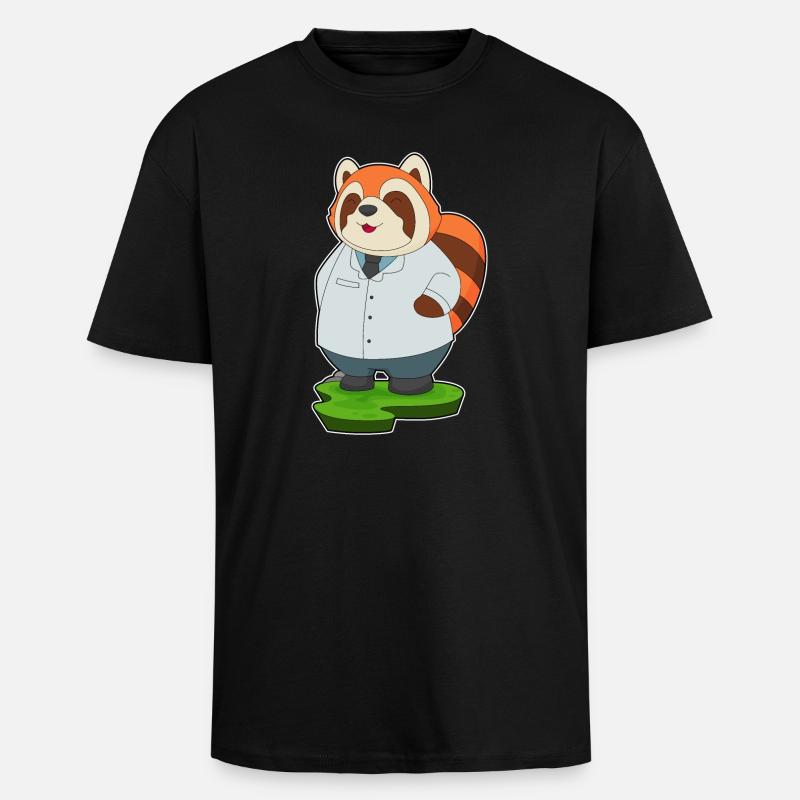 Médecin panda roux - T-shirt unisexe oversize épais - noir