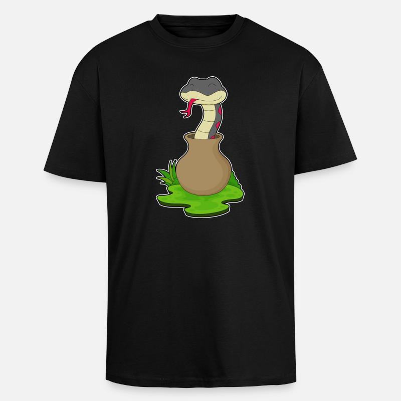 Snake Vase - Unisex Oversized Heavyweight T-shirt - black