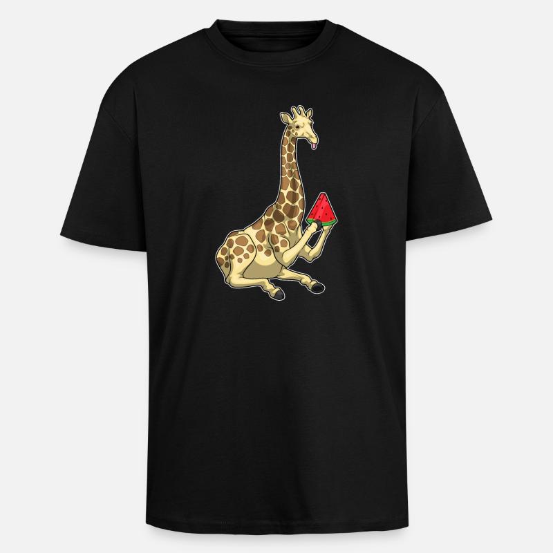 Giraffe Wassermelone - Oversized Heavyweight Unisex T-Shirt - Schwarz