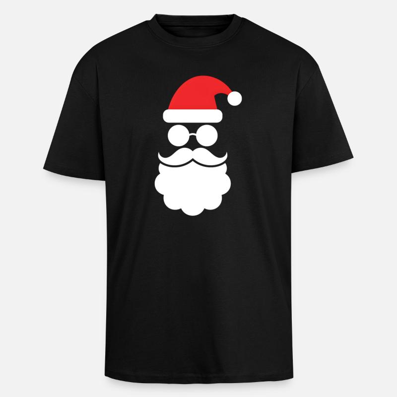 Weihnachtsmann mit Bart Minimal Kopf Design - Oversized Heavyweight Unisex T-Shirt - Schwarz