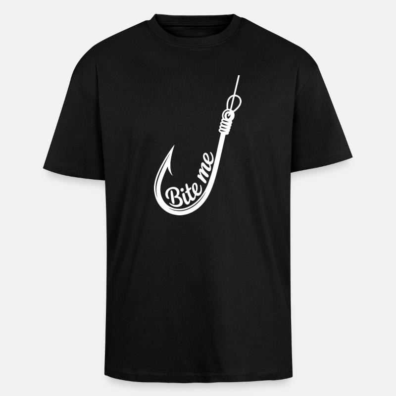 Bite Me Hook Grafik - Oversized Heavyweight Unisex T-Shirt - Schwarz