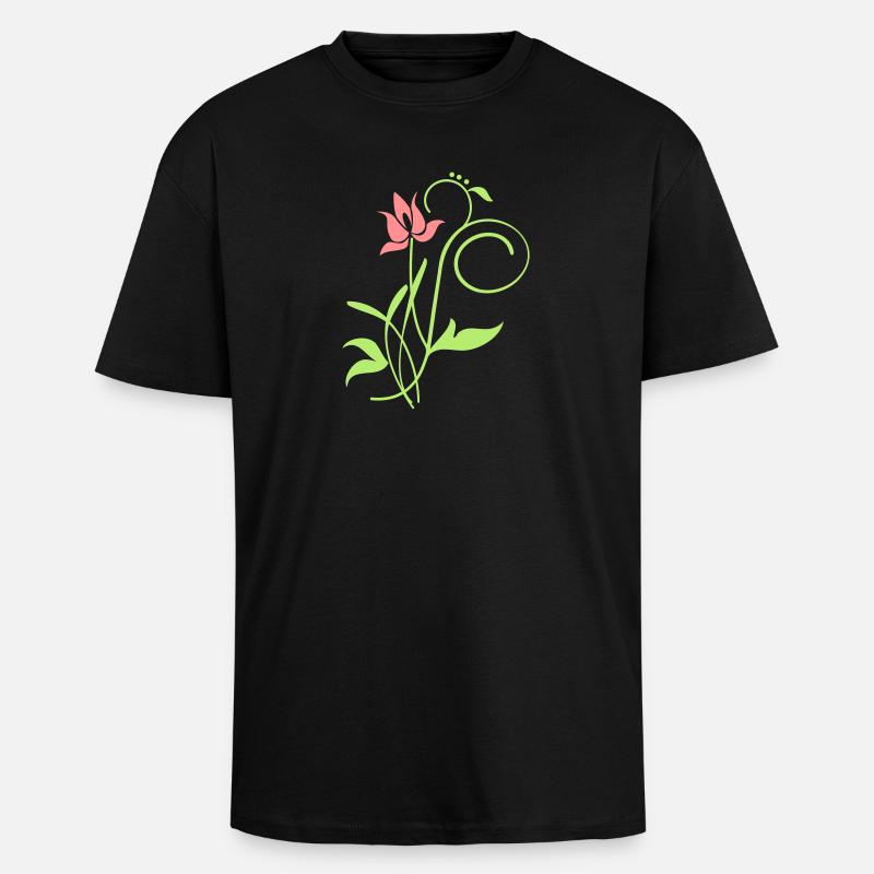 Orchidee / orchid (2c) - Unisex Oversized Heavyweight T-shirt - black