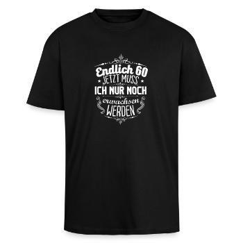 60. Geburtstag - Oversized Heavyweight Unisex T-Shirt - Schwarz - Vorne - Alina (178cm) & Michal (187cm)