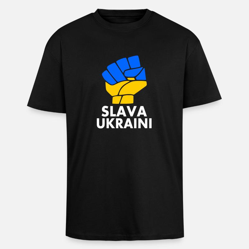 Slava ukraini - T-shirt unisexe oversize épais - noir