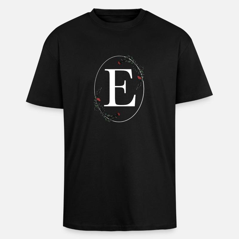 Buchstabe E - Oversized Heavyweight Unisex T-Shirt - Schwarz