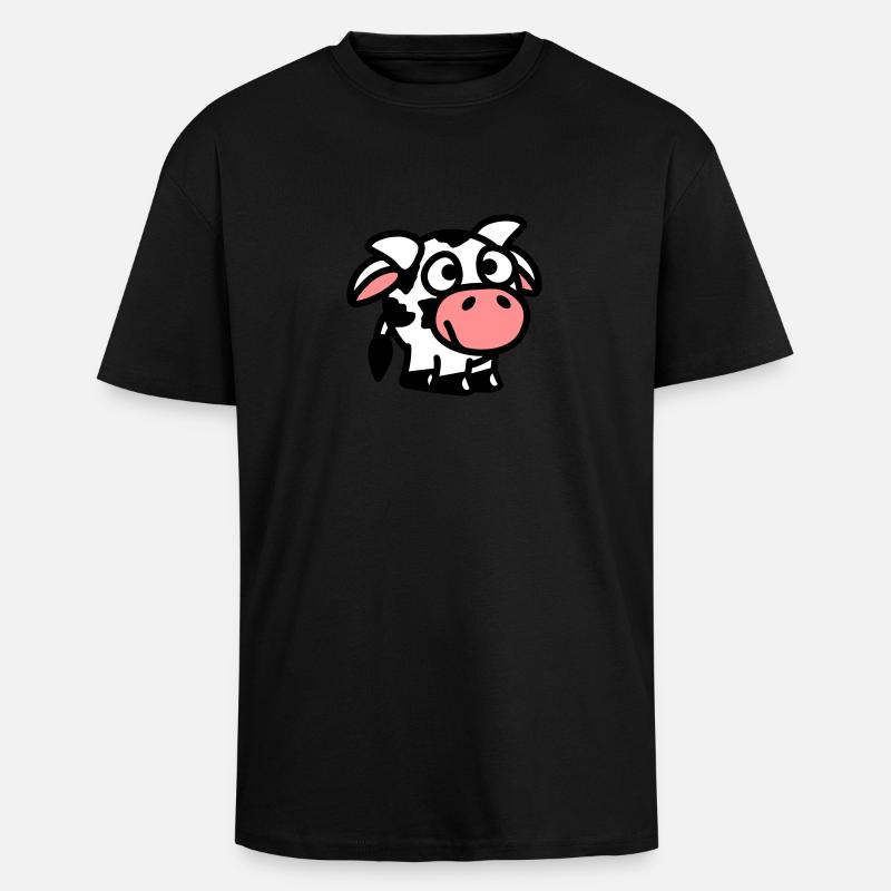 smiley_cow_3c - T-shirt unisexe oversize épais - noir