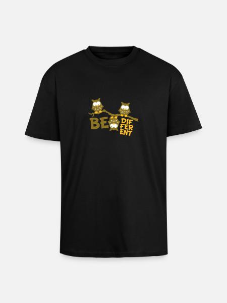 Ugle Funny Owl Branch skøre Be Different - Unisex oversized heavyweight t-shirt - sort