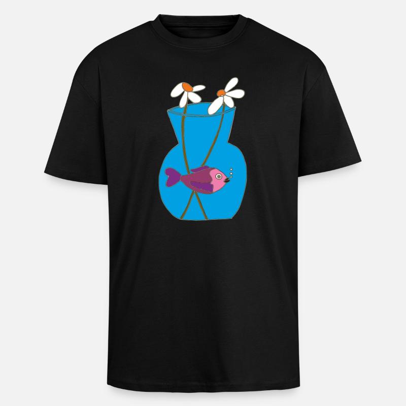 fisch im glas 3 - Oversized Heavyweight Unisex T-Shirt - Schwarz