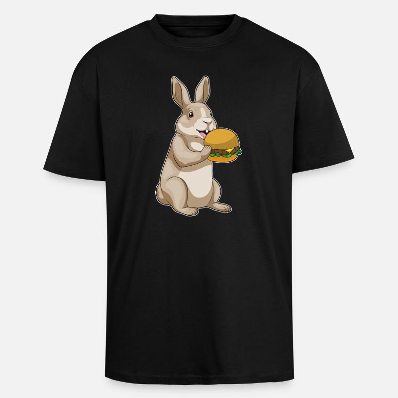 Hase Hamburger - Oversized Heavyweight Unisex T-Shirt - Schwarz