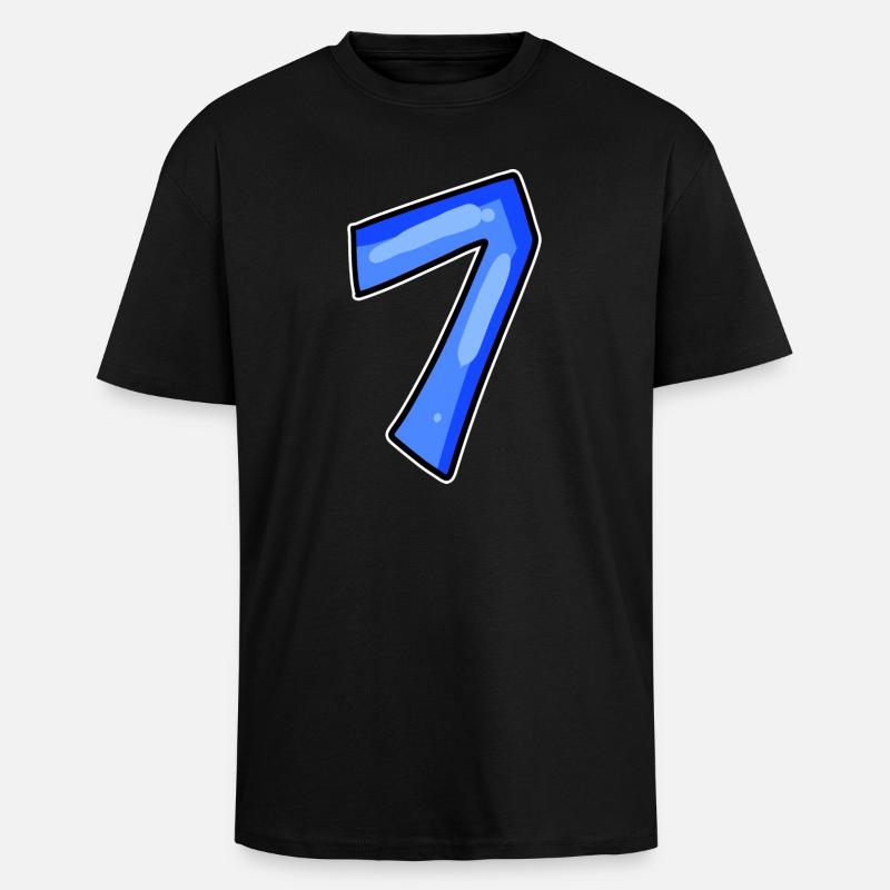 Numéro 7 Numéro - T-shirt unisexe oversize épais - noir