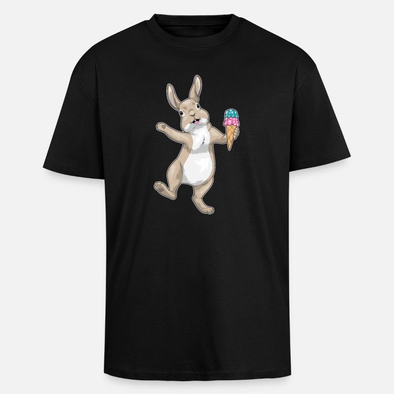 Hase Waffeleis - Oversized Heavyweight Unisex T-Shirt - Schwarz