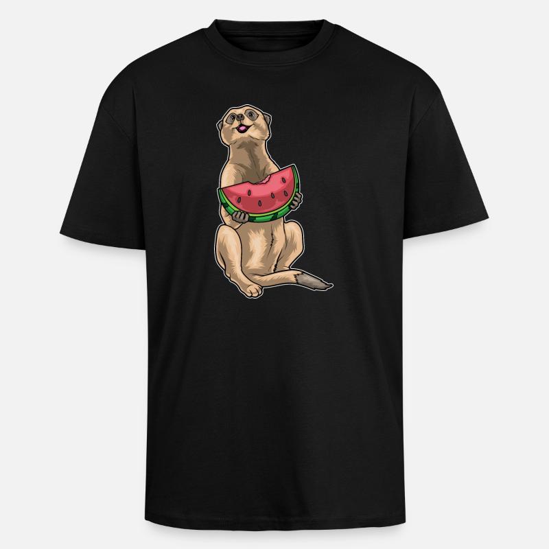 Erdmännchen Wassermelone - Oversized Heavyweight Unisex T-Shirt - Schwarz