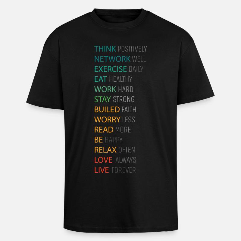 THINK POSITIVE - Oversized Heavyweight Unisex T-Shirt - Schwarz