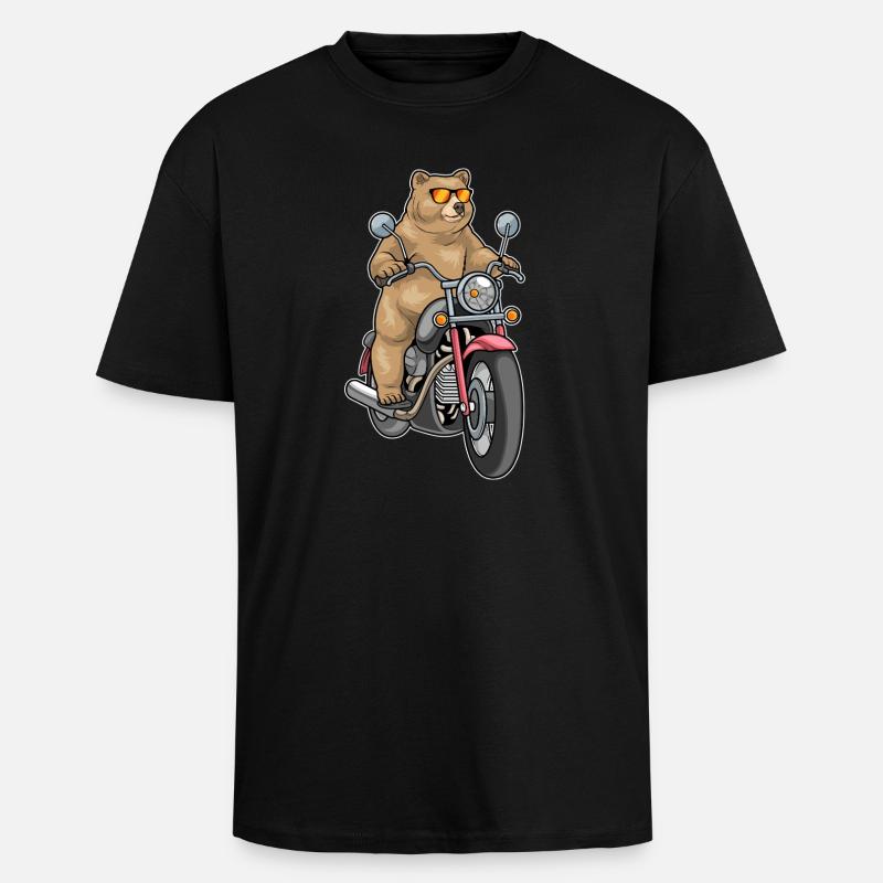 Bear Motorcycle - Unisex Oversized Heavyweight T-shirt - black